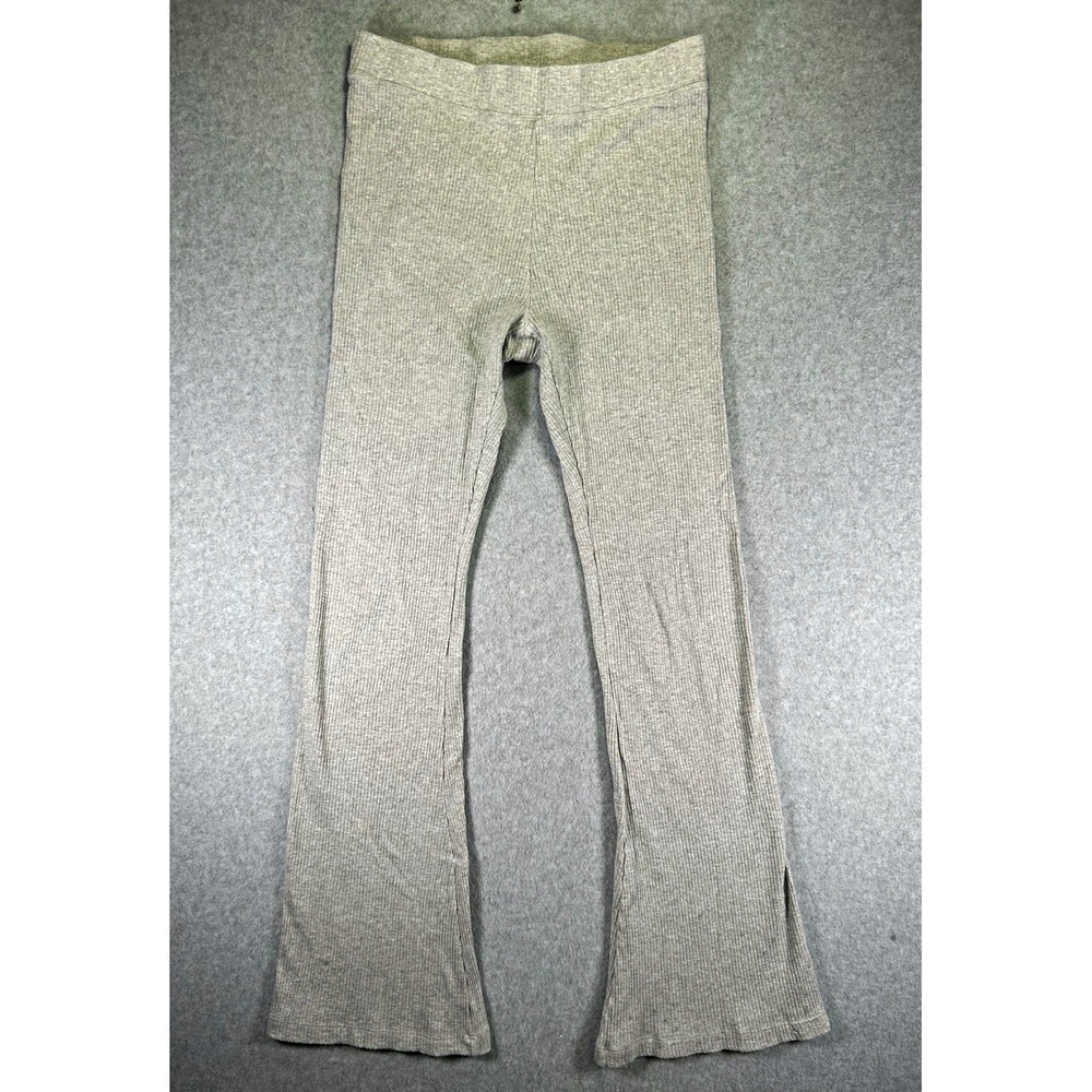 PINK Victoria's Secret Womens M Gray High Rise Ribbed Knit Flare Yoga Leggings